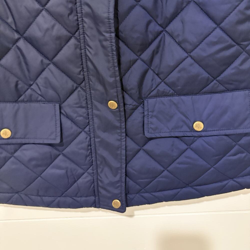 Lauren Ralph Lauren | Quited Vest Navy Zip Pockets Preppy- Size Medium - Picture 3 of 8